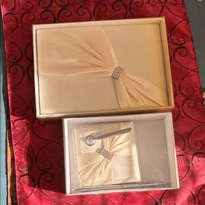 Elegant Cream Guest Book and Pen Set